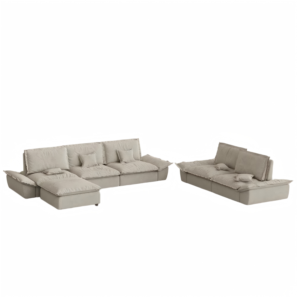 2-3 Seater Modern Sleeper Beige Sofa Set with Ottoman 2-3 Seater Modern Sleeper Beige Sofa Set with Ottoman