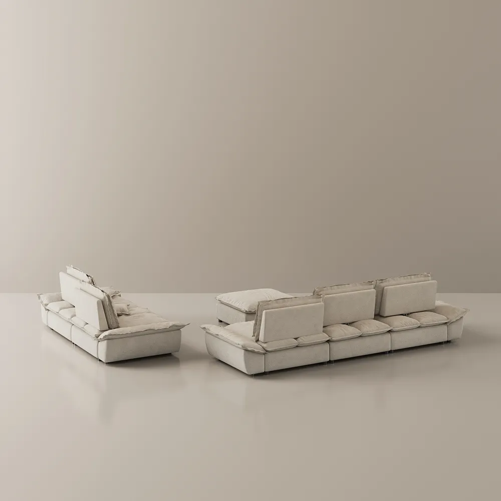2-3 Seater Modern Sleeper Beige Sofa Set with Ottoman 2-3 Seater Modern Sleeper Beige Sofa Set with Ottoman