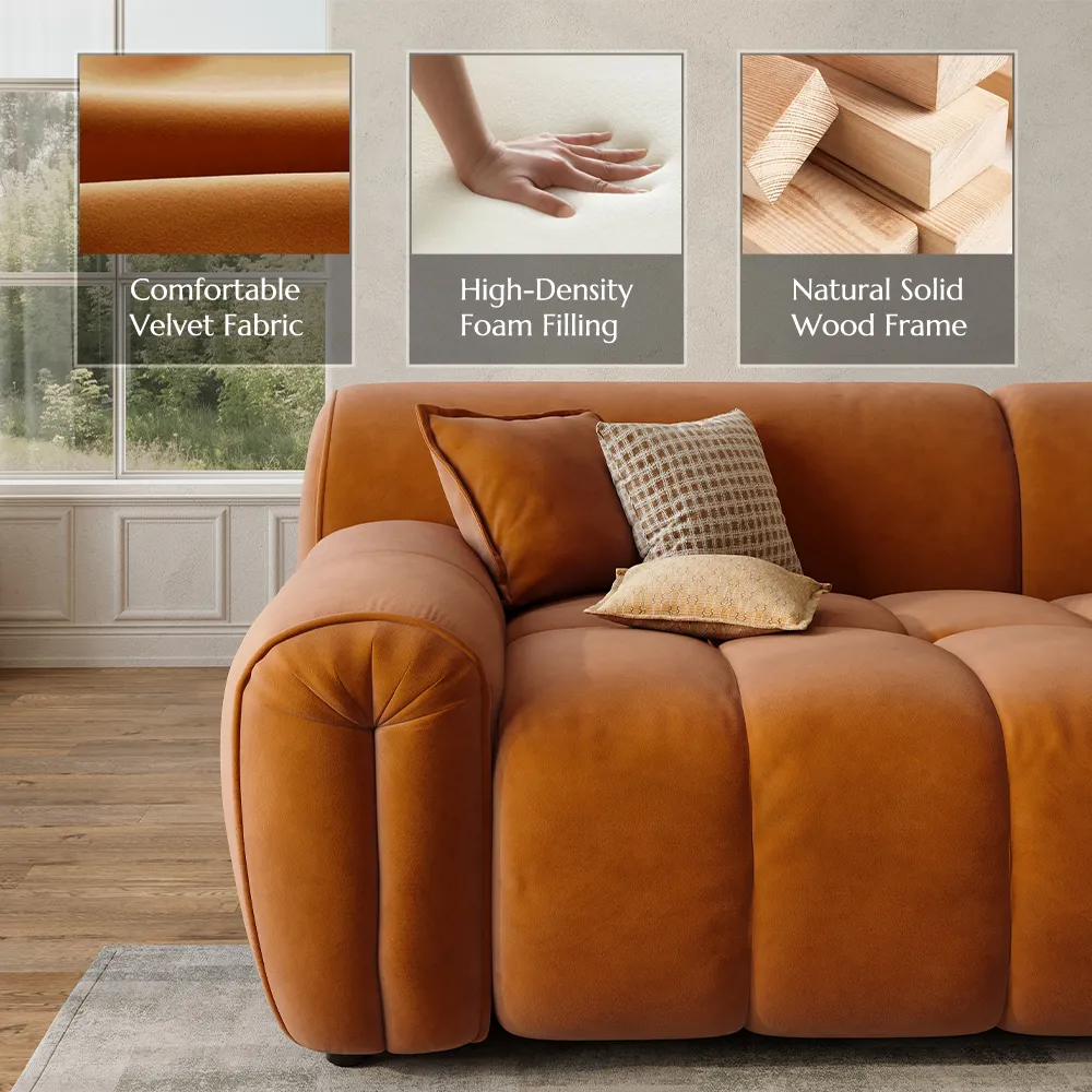 1-2-3 Seater Set-Velvet Tufted Sofa Mid Century with Deep Depth Seats 1-2-3 Seater Set-Velvet Tufted Sofa Mid Century with Deep Depth Seats