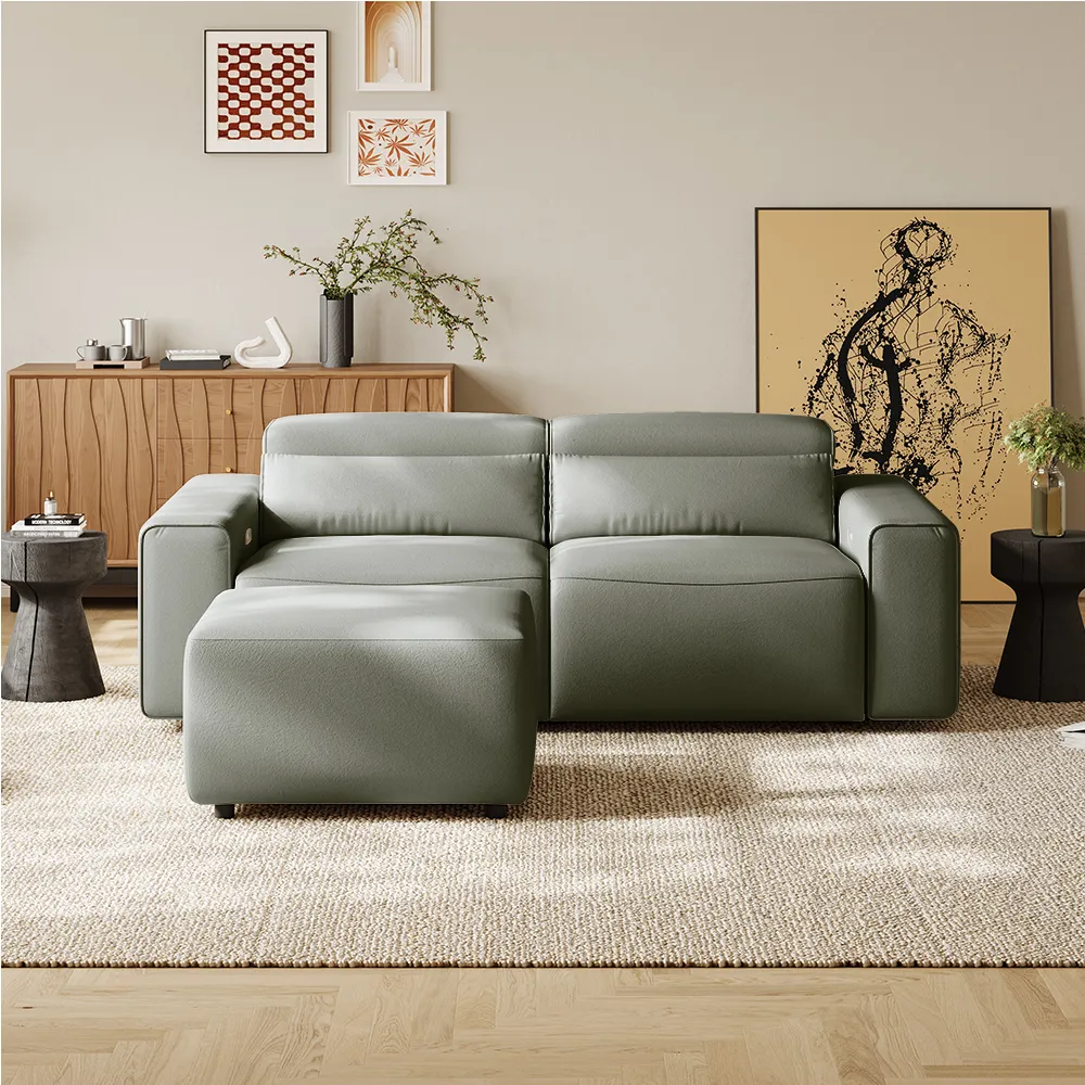 Power Extendable Sofa Matching Ottoman - Dark Green Eco-friendly Microfiber Leather Power Extendable Sofa Matching Ottoman - Dark Green Eco-friendly Microfiber Leather