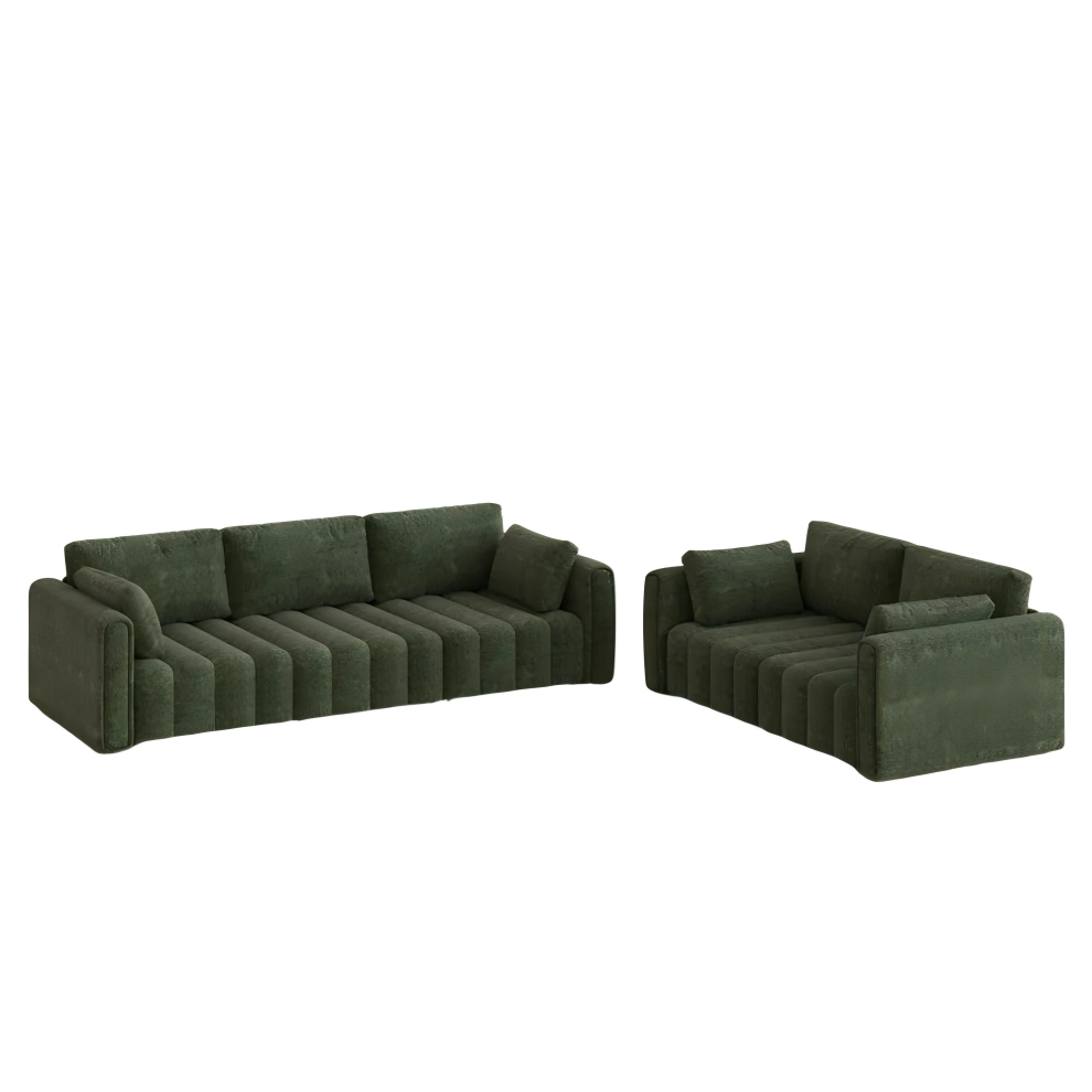 2-3 Seater Retro Hand-Tufted Green Chenille Sofa Set 2-3 Seater Retro Hand-Tufted Green Chenille Sofa Set