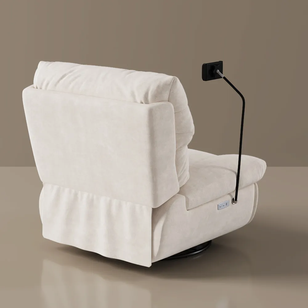 Power Recliner Lounge Swivel Chair With Hidden Storage