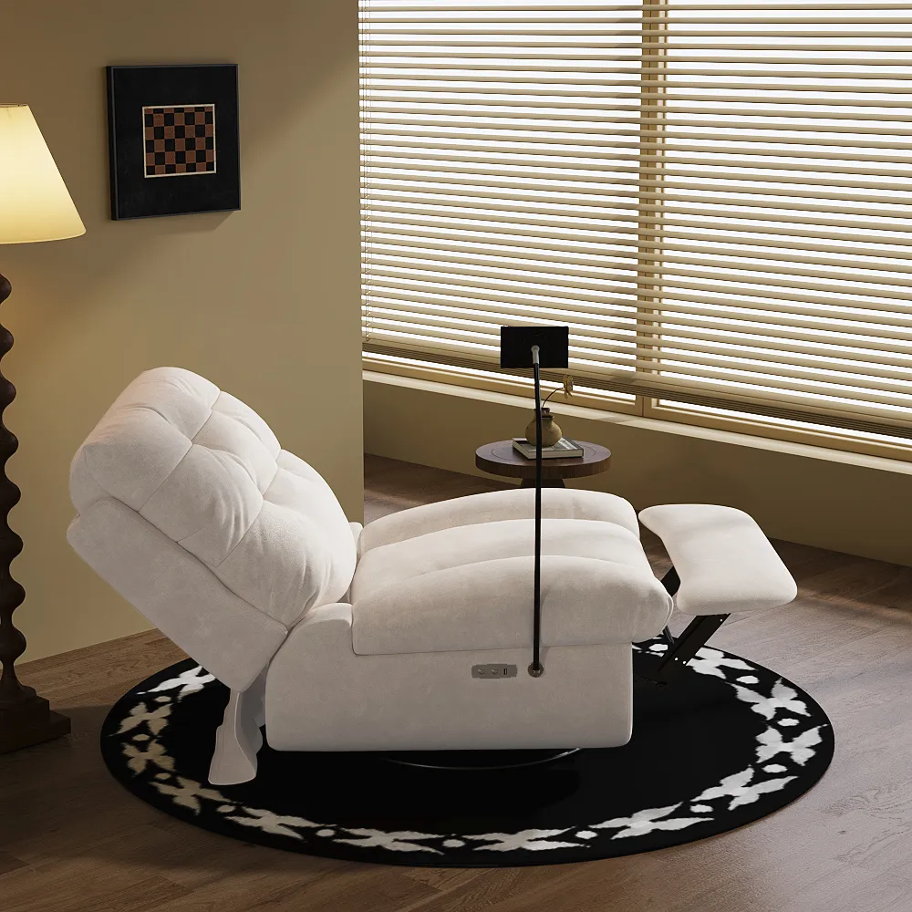 Power Recliner Lounge Swivel Chair With Hidden Storage