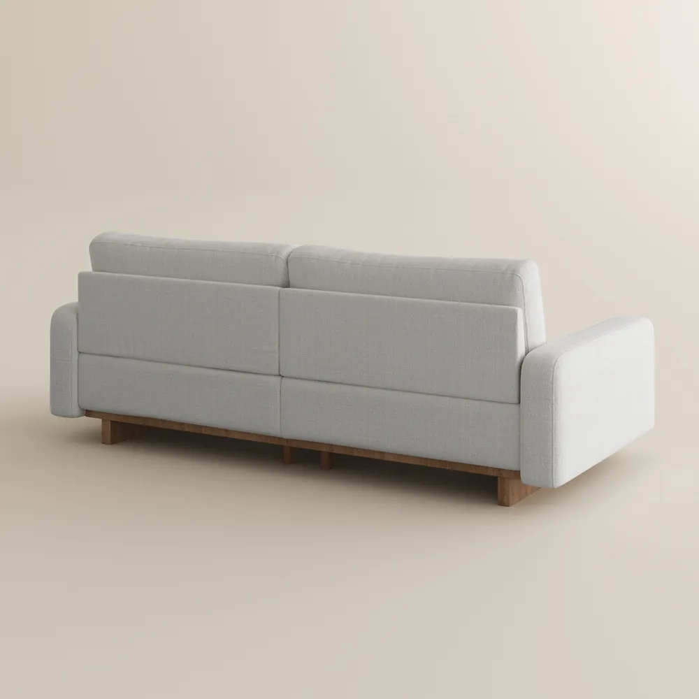 Mid-century Style Sofa Beige Chenille Sofa with LED Lights for Living Room