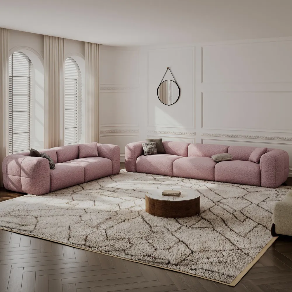 Sofa and Loveseat Set Minimalist Pink Couch Chenille Lounge Sofa Set Sofa and Loveseat Set Minimalist Pink Couch Chenille Lounge Sofa Set
