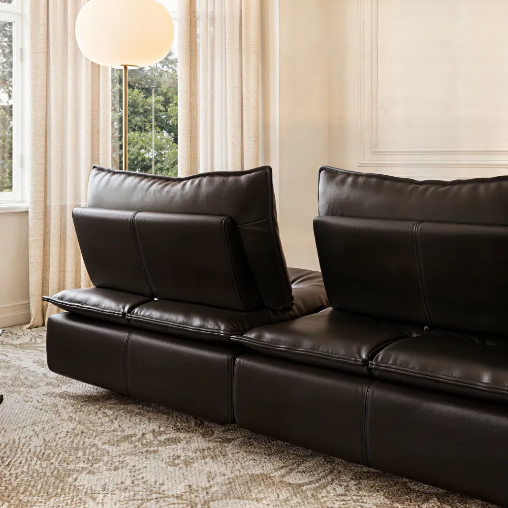 Black Leather Tufted Loveseat Sofa with Adjustable Backrest Black Leather Tufted Loveseat Sofa with Adjustable Backrest