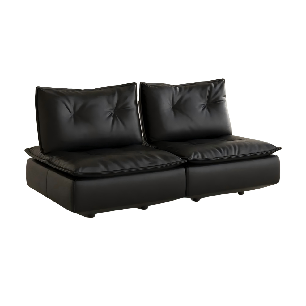 Black Leather Tufted Loveseat Sofa with Adjustable Backrest Black Leather Tufted Loveseat Sofa with Adjustable Backrest
