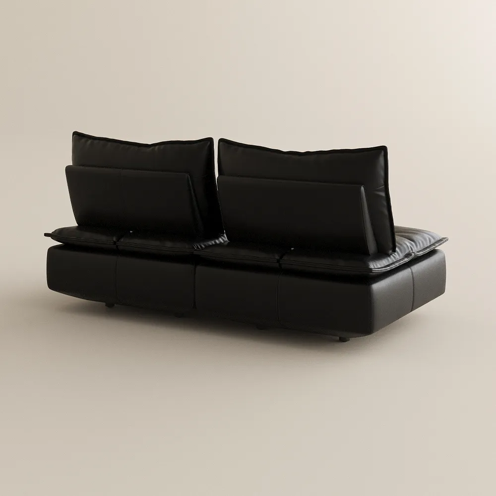 Black Leather Tufted Loveseat Sofa with Adjustable Backrest Black Leather Tufted Loveseat Sofa with Adjustable Backrest