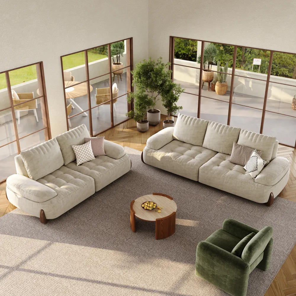 2-3 Seater Modern Tufted Beige Pet-Friendly Loveseat Couch 2-3 Seater Modern Tufted Beige Pet-Friendly Loveseat Couch