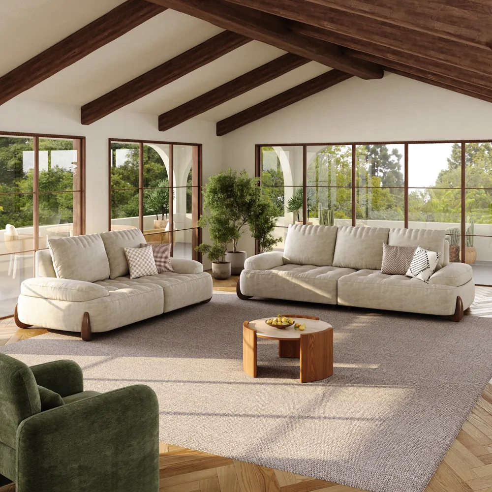 2-3 Seater Modern Tufted Beige Pet-Friendly Loveseat Couch 2-3 Seater Modern Tufted Beige Pet-Friendly Loveseat Couch