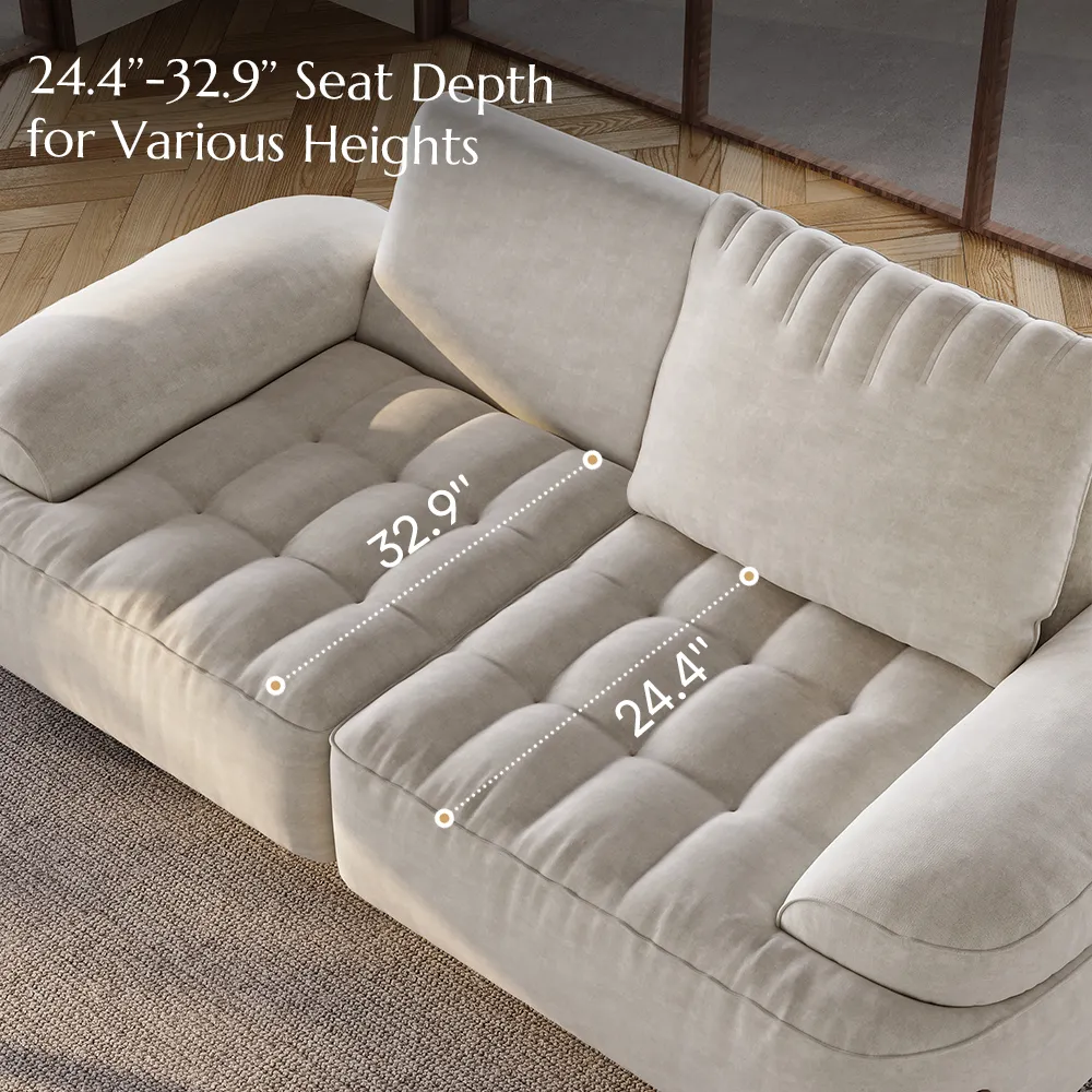 2-3 Seater Modern Tufted Beige Pet-Friendly Loveseat Couch 2-3 Seater Modern Tufted Beige Pet-Friendly Loveseat Couch