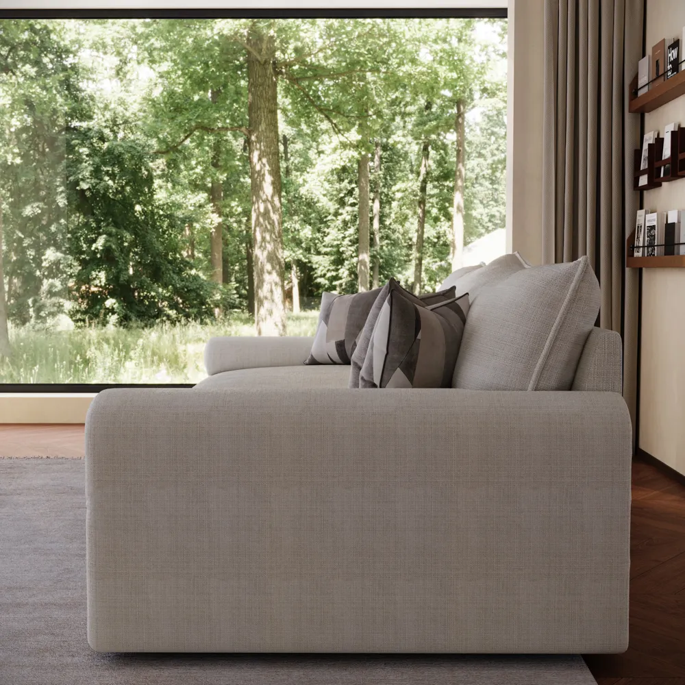 Modern Beige 2–3 Seater Sofa – Water-Repellent Cotton Linen 