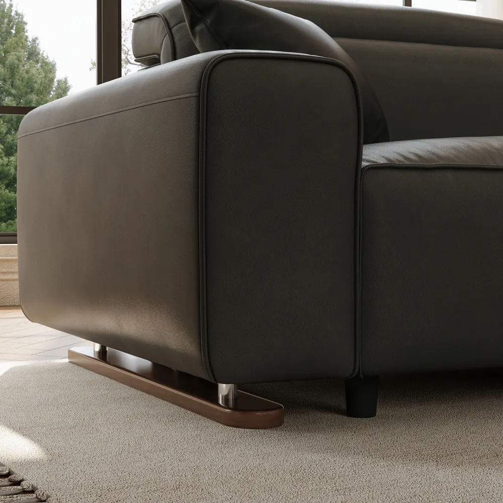 Modern 2–3 Seater Black Eco PU Leather Sofa 