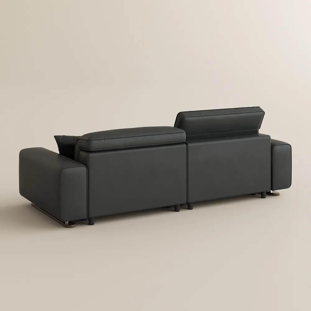 Modern 2–3 Seater Black Eco PU Leather Sofa 