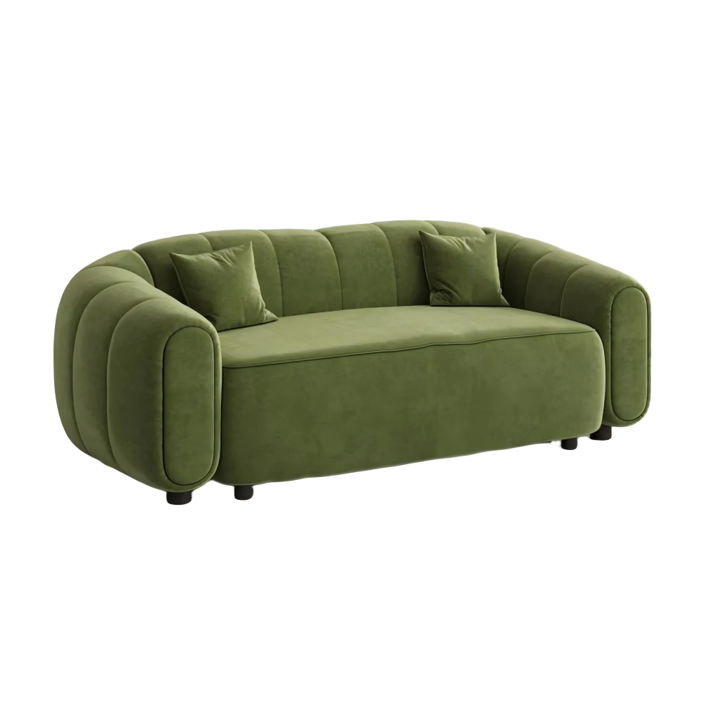 Modern 2–3 Seater Curved Green Velvet Sofa Modern 2–3 Seater Curved Green Velvet Sofa