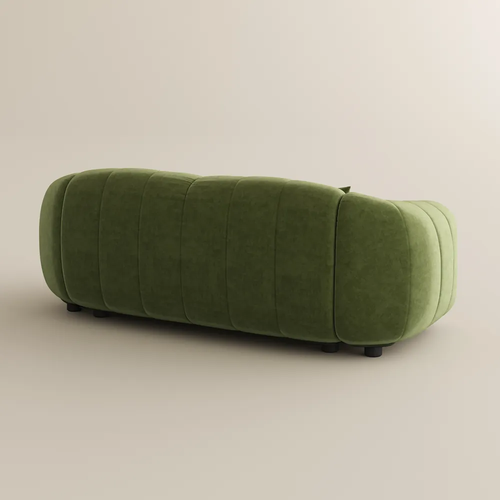 Modern 2–3 Seater Curved Green Velvet Sofa Modern 2–3 Seater Curved Green Velvet Sofa