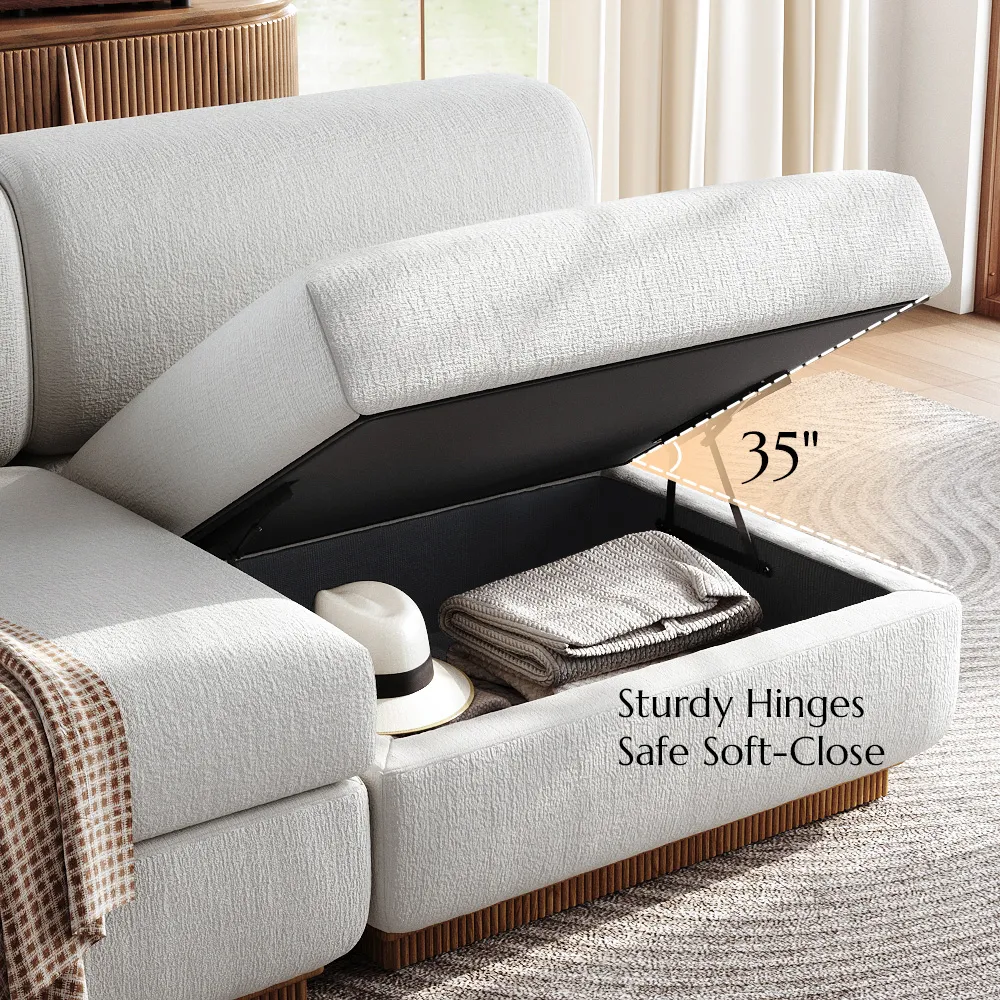Armless Storage Modular Waterproof Chenille Sofa Set Modern Beige Couch