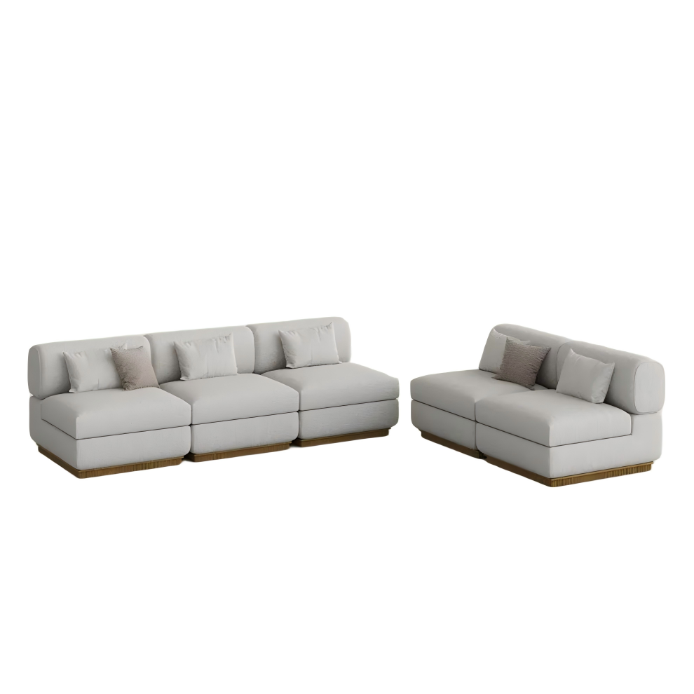 Armless Storage Modular Waterproof Chenille Sofa Set Modern Beige Couch