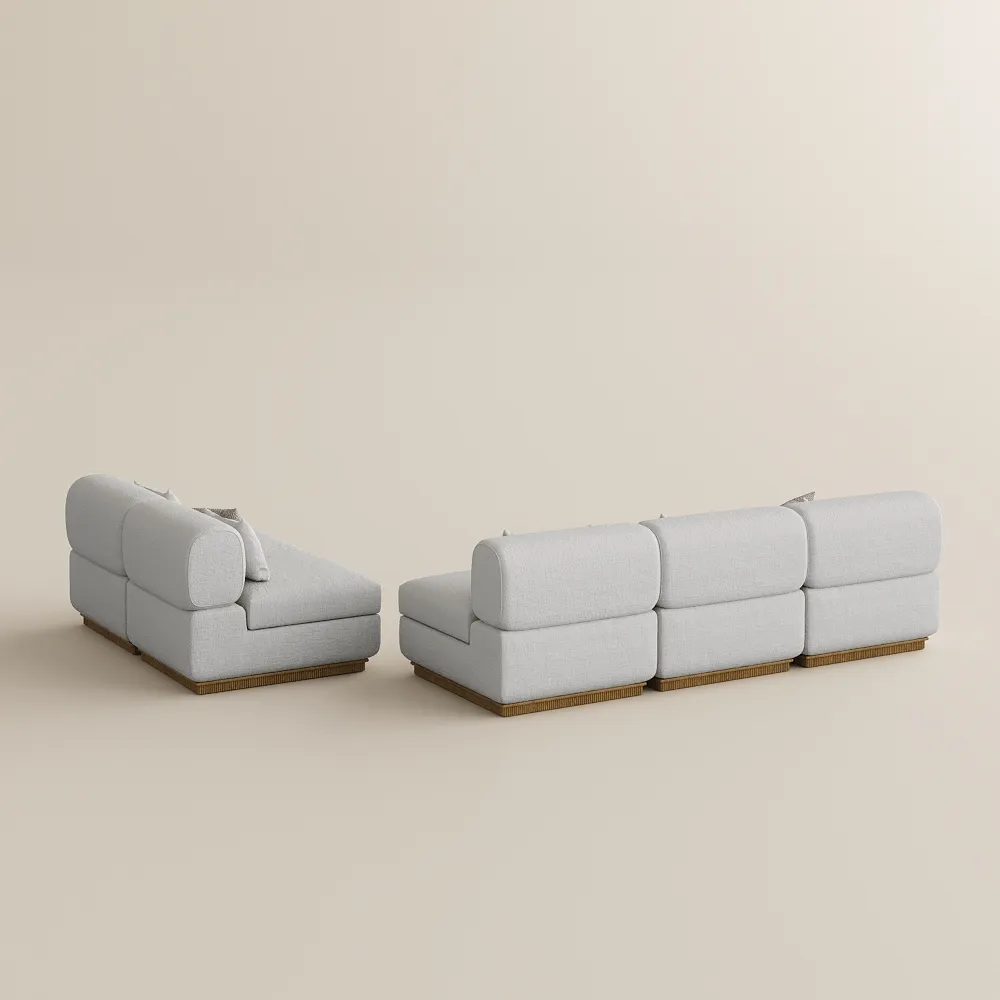 Armless Storage Modular Waterproof Chenille Sofa Set Modern Beige Couch