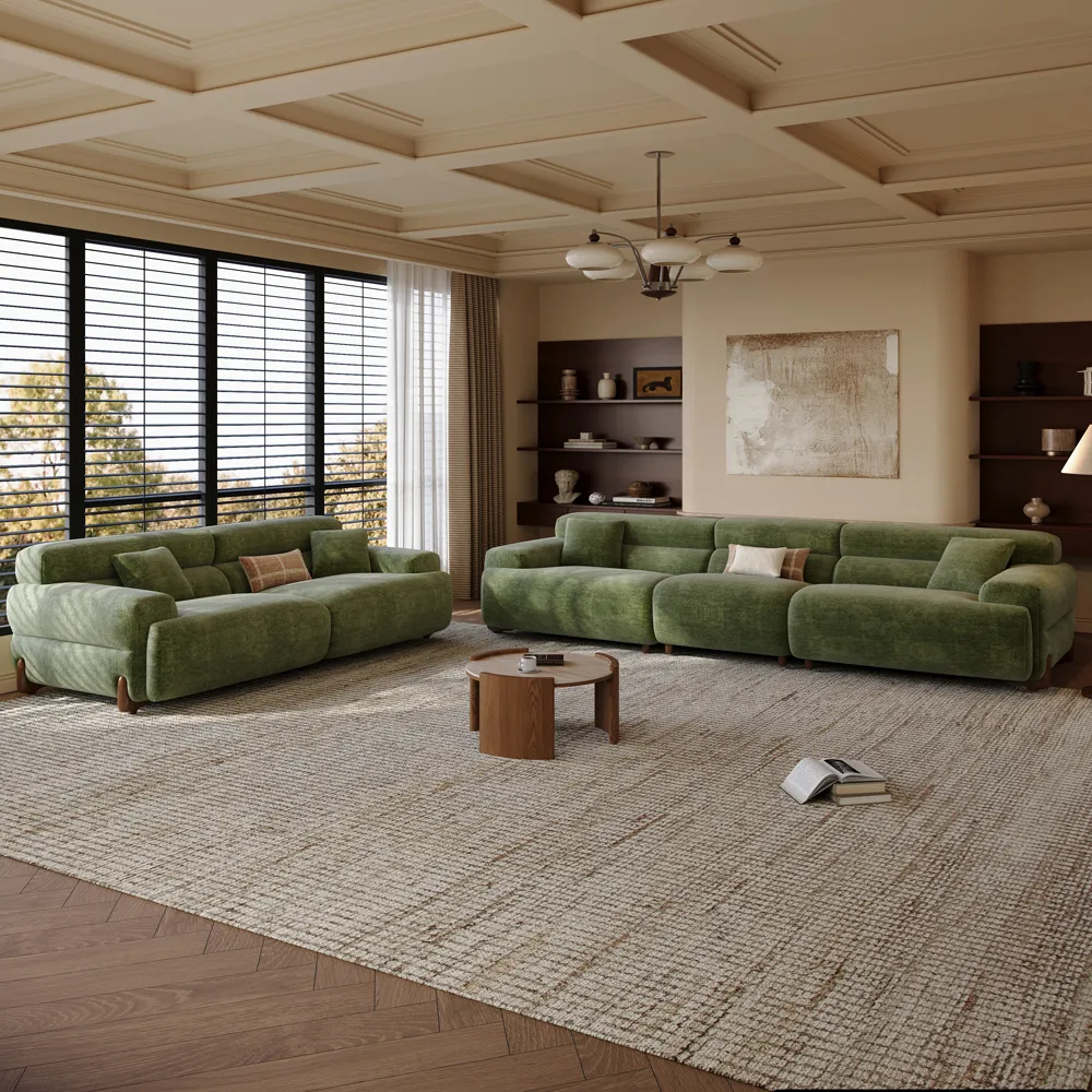 2-3 Seater Modern Green Chenille Sofa with High Back Couch 2-3 Seater Modern Green Chenille Sofa with High Back Couch