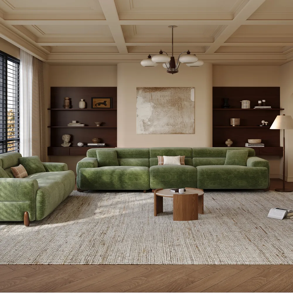 2-3 Seater Modern Green Chenille Sofa with High Back Couch 2-3 Seater Modern Green Chenille Sofa with High Back Couch
