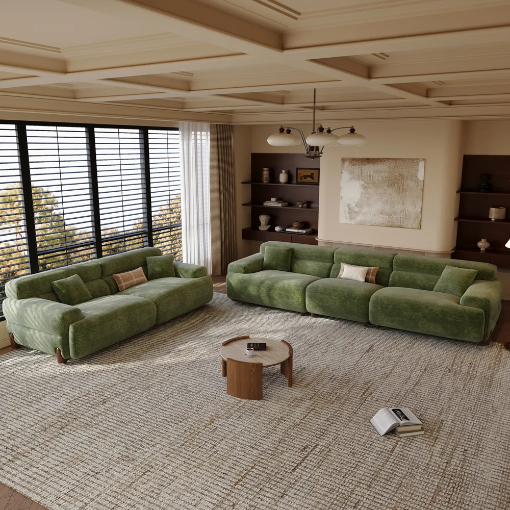 2-3 Seater Modern Green Chenille Sofa with High Back Couch 2-3 Seater Modern Green Chenille Sofa with High Back Couch