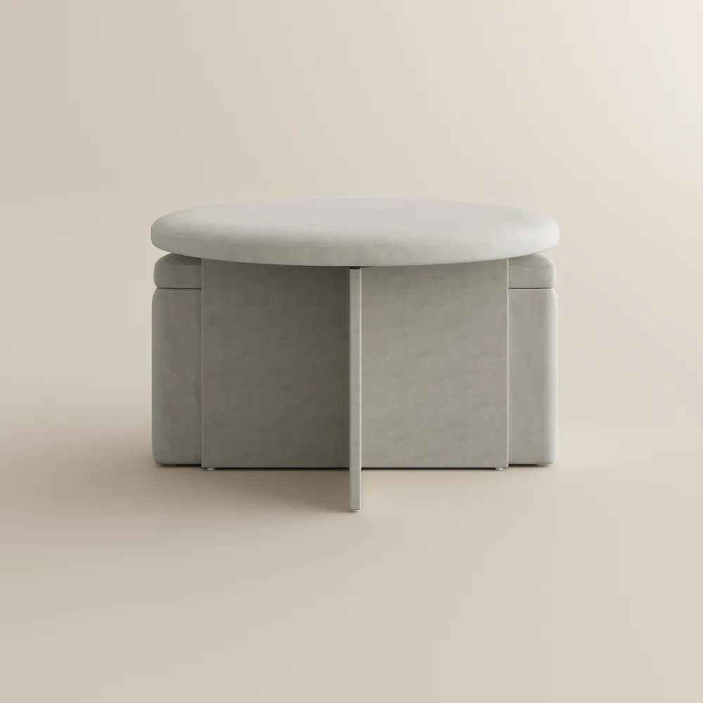 Beige Round Storage Ottoman Coffee Table Beige Round Storage Ottoman Coffee Table