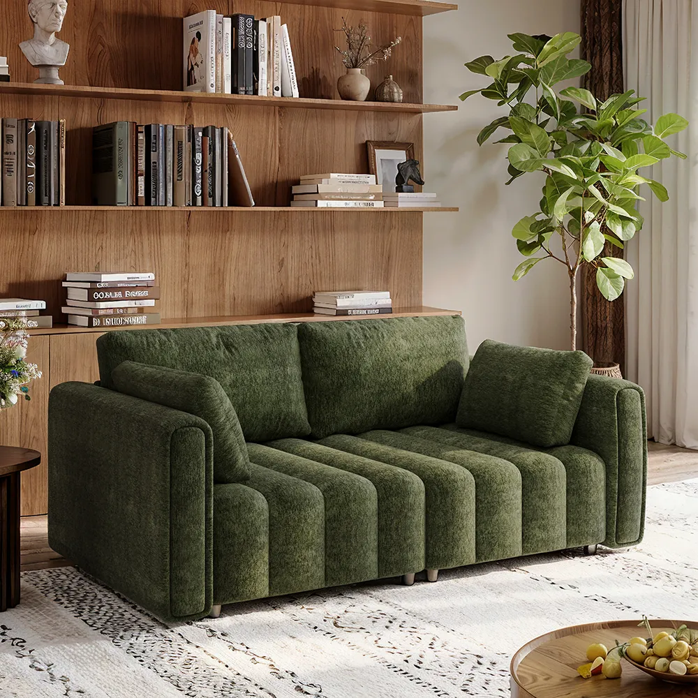 Retro Chenille Sofa & Coffee Table Sofa Set Retro Chenille Sofa & Coffee Table Sofa Set
