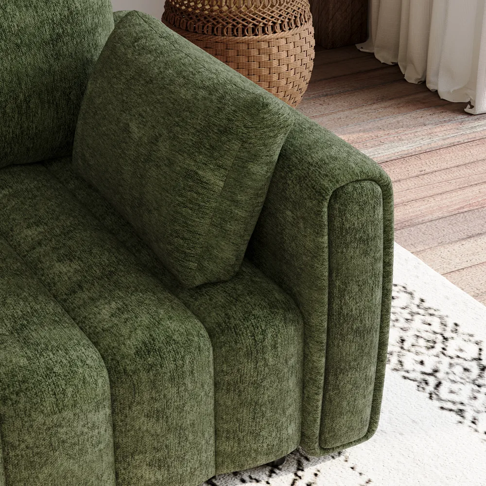 Retro Chenille Sofa & Coffee Table Sofa Set Retro Chenille Sofa & Coffee Table Sofa Set
