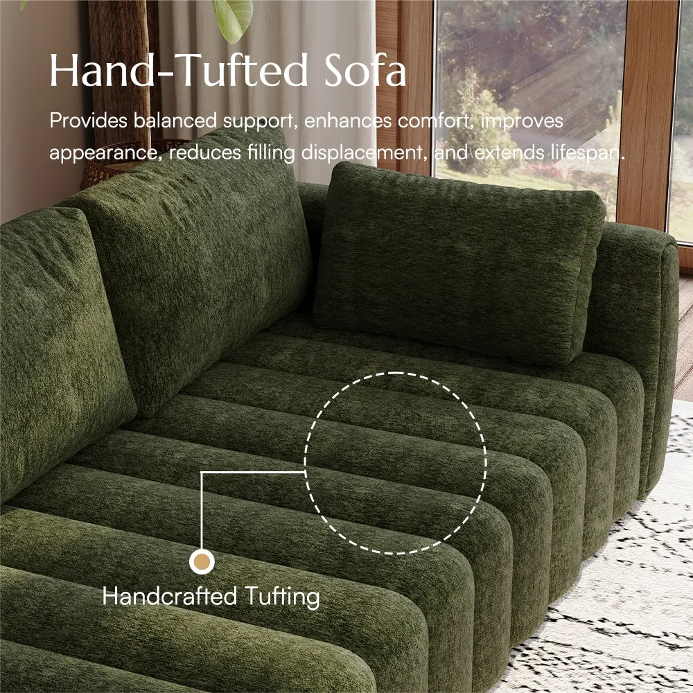 Retro Chenille Sofa & Coffee Table Sofa Set Retro Chenille Sofa & Coffee Table Sofa Set