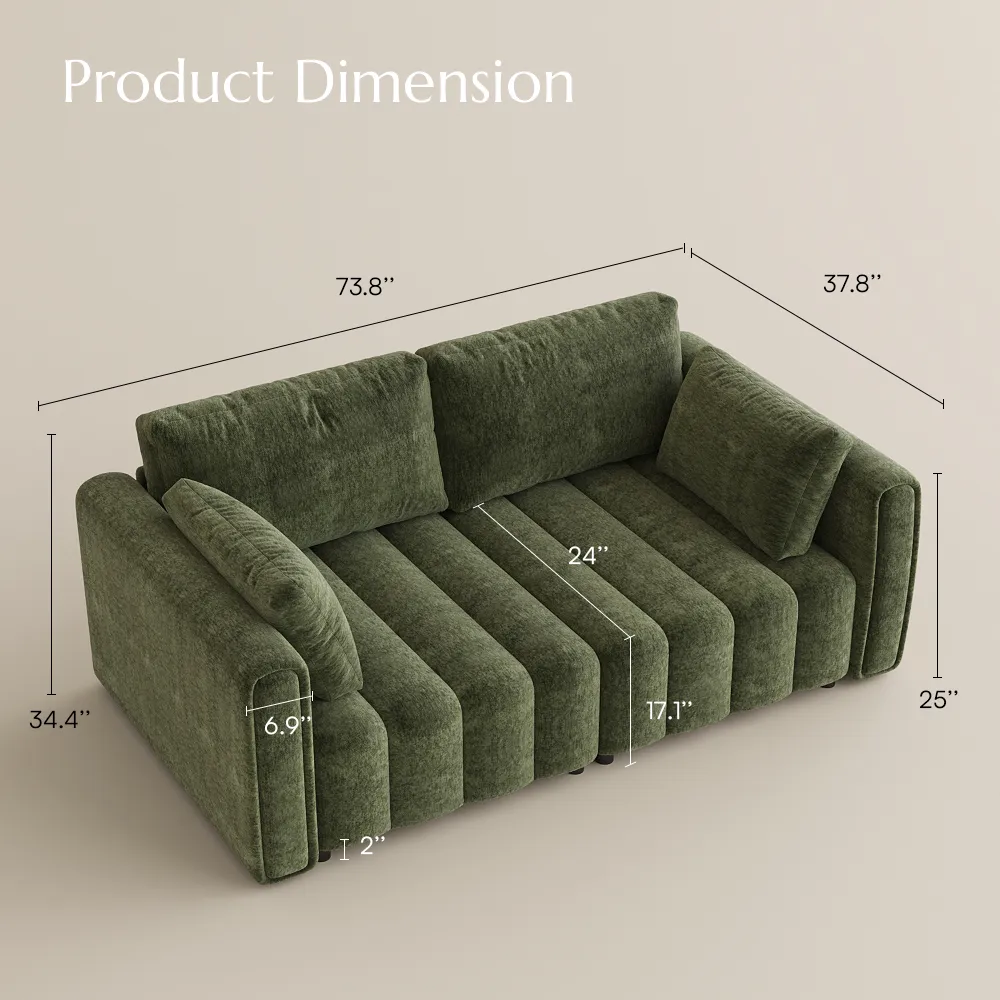Retro Chenille Sofa & Coffee Table Sofa Set Retro Chenille Sofa & Coffee Table Sofa Set