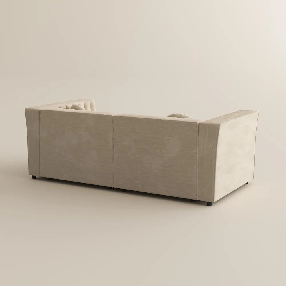 Modern Beige Tufted Sofa with Track Arms Modern Beige Tufted Sofa with Track Arms