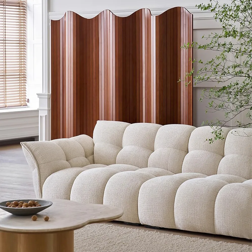 Modern Tufted Sofa with Cotton and Linen Fabric Modern Tufted Sofa with Cotton and Linen Fabric