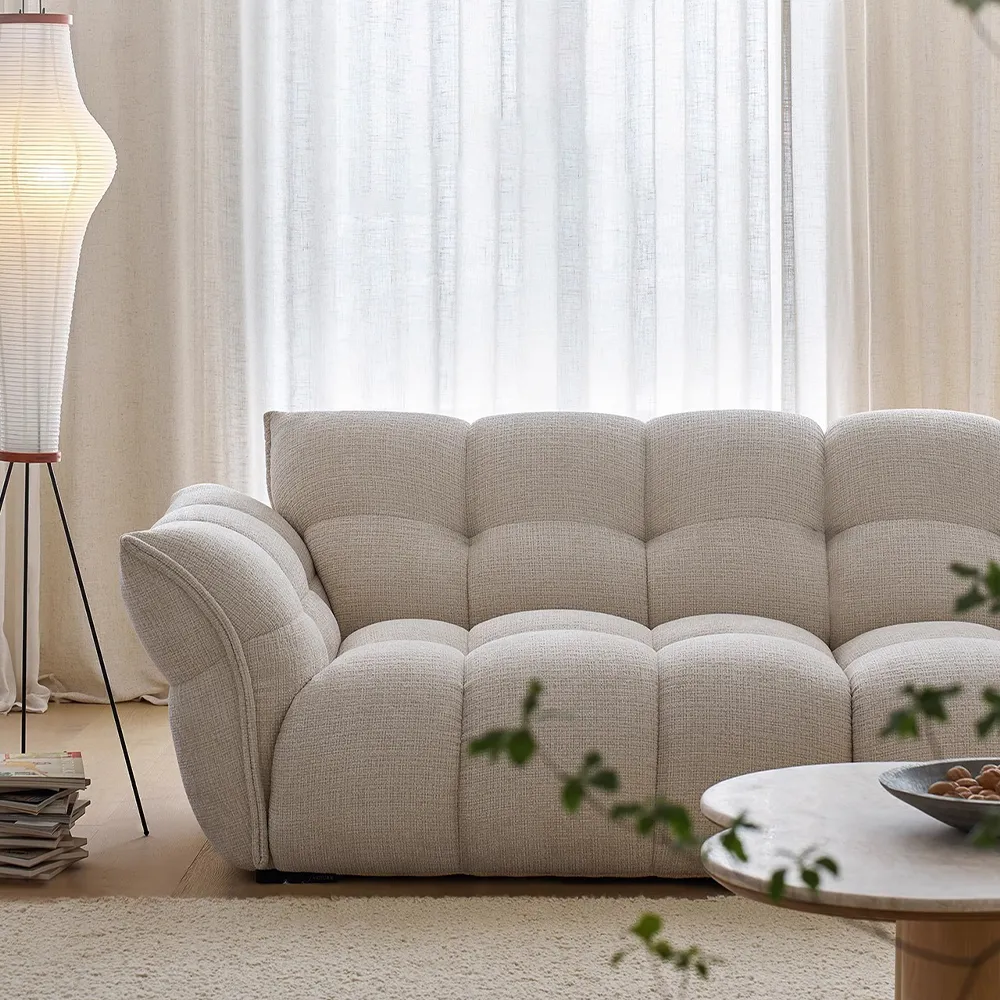 Modern Tufted Sofa with Cotton and Linen Fabric Modern Tufted Sofa with Cotton and Linen Fabric