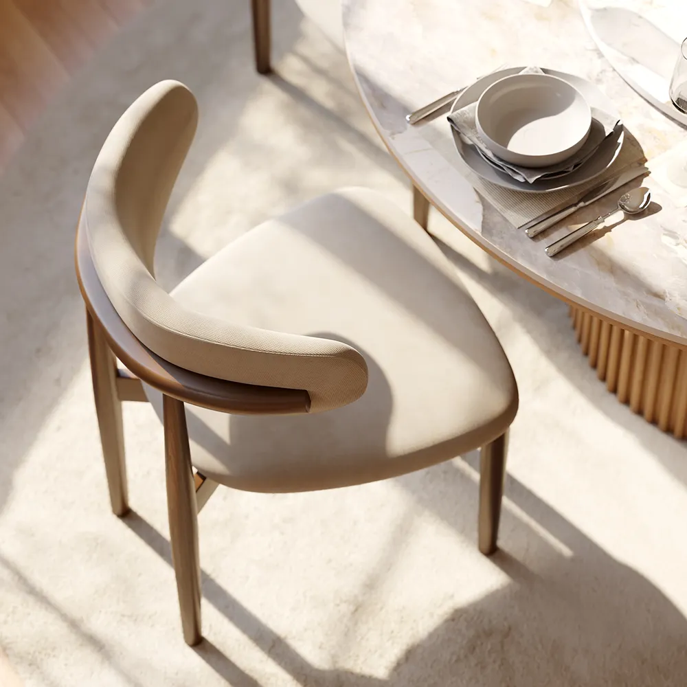 Mid-Century Modern Wood Dining Chairs Set of 2