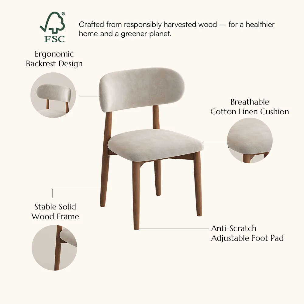 Mid-Century Modern Wood Dining Chairs Set of 2
