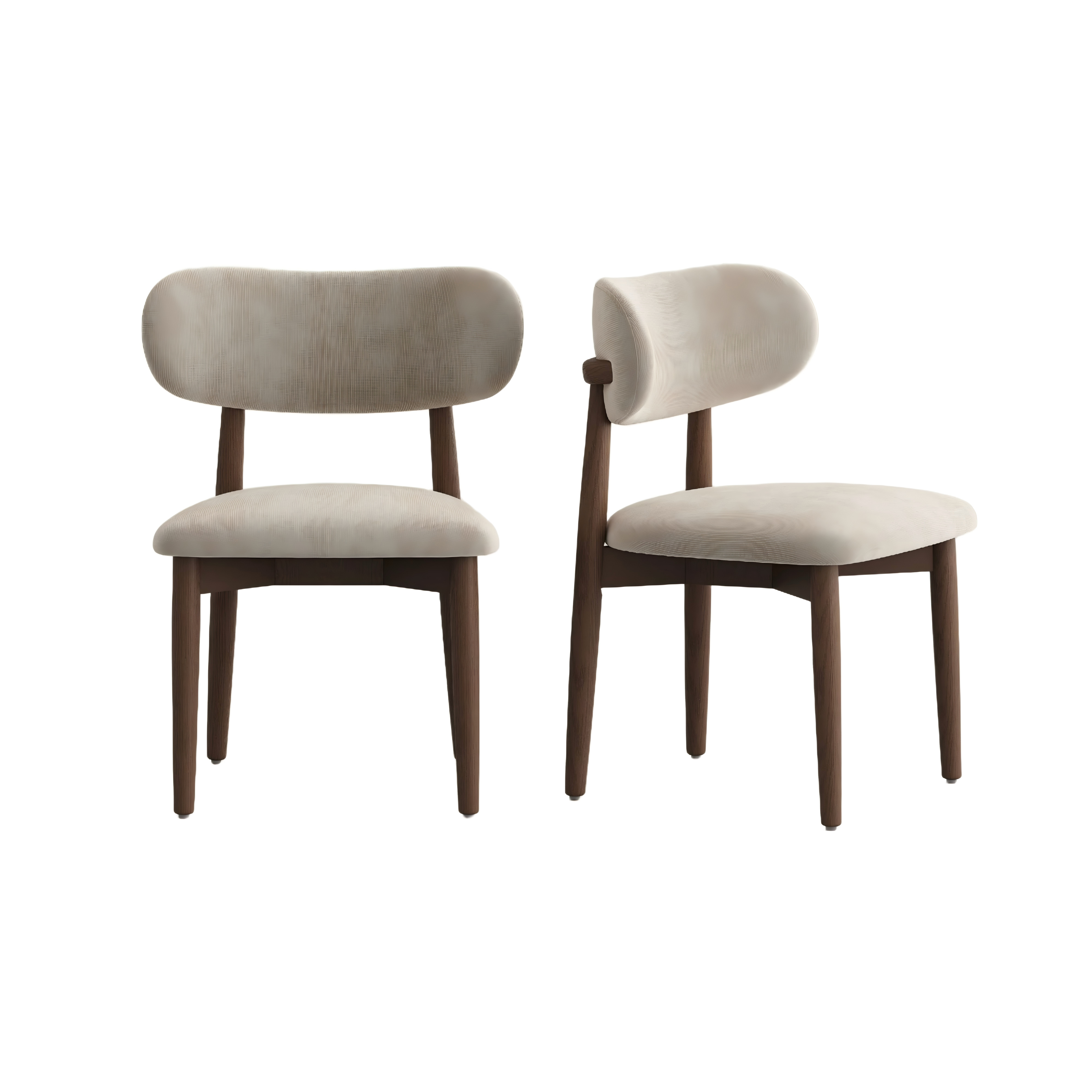 Mid-Century Modern Wood Dining Chairs Set of 2