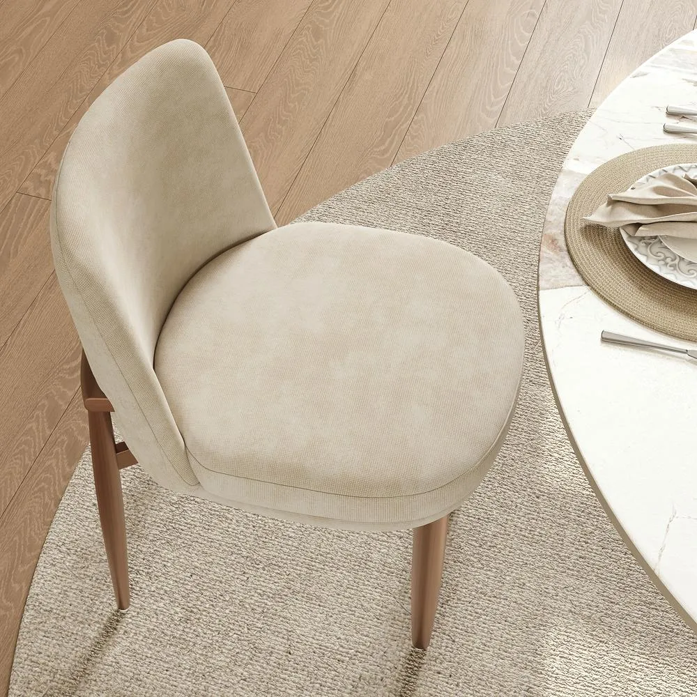 Mid-Century Modern Linen Upholstered Dining Chairs Set of 2