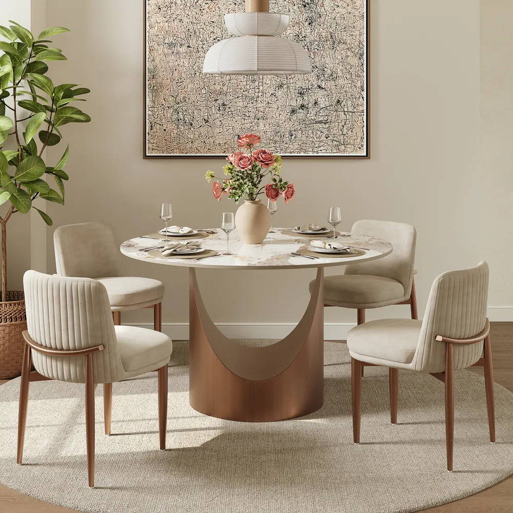 Mid-Century Modern Linen Upholstered Dining Chairs Set of 2