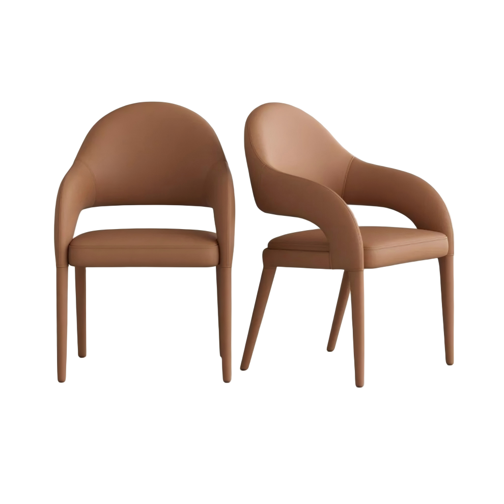 Modern Leather Dining Chairs with Arms Set of 2