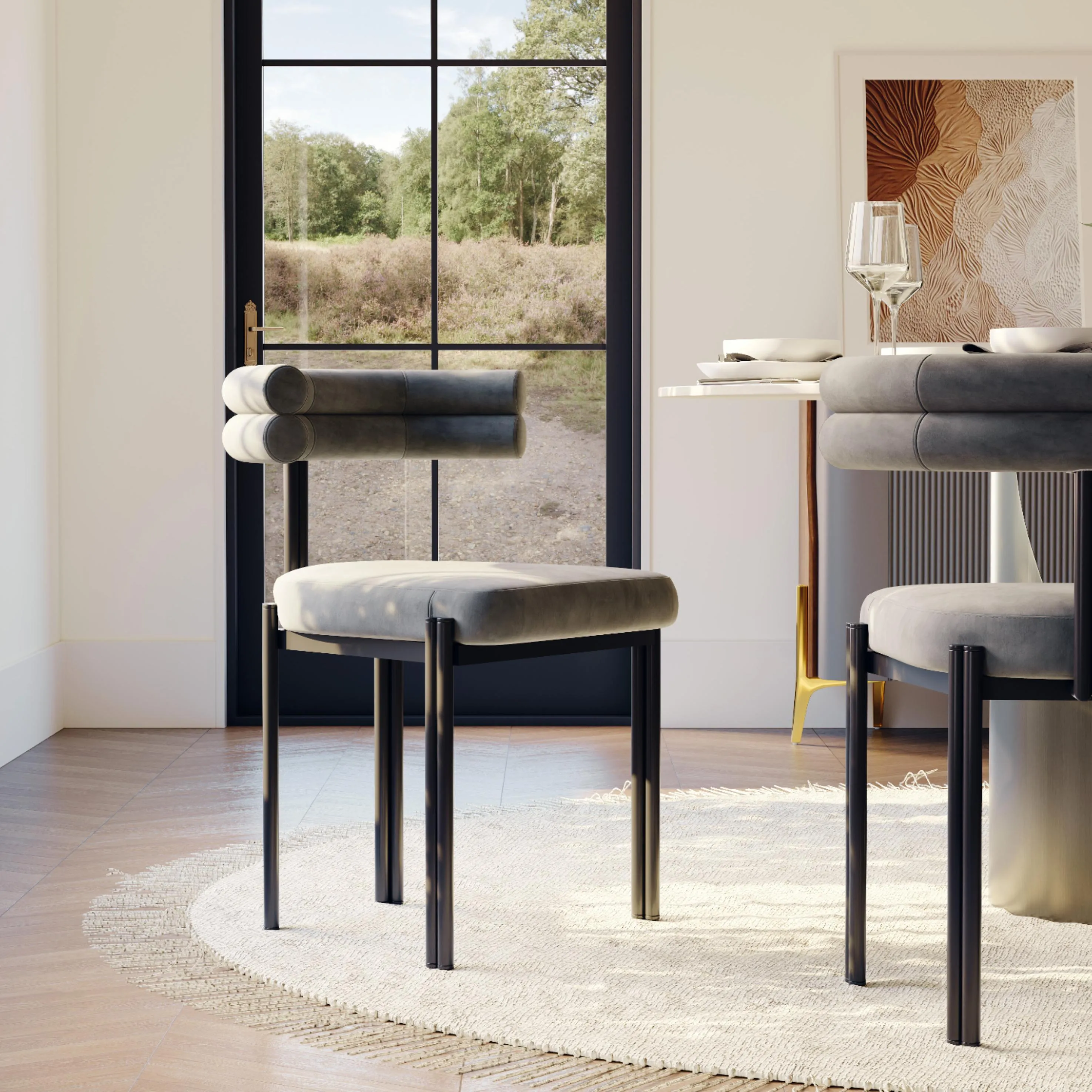 Modern Velvet Upholstered Dining Chairs Set of 2 Modern Velvet Upholstered Dining Chairs Set of 2