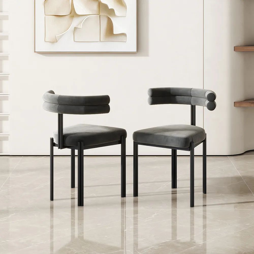 Modern Velvet Upholstered Dining Chairs Set of 2 Modern Velvet Upholstered Dining Chairs Set of 2