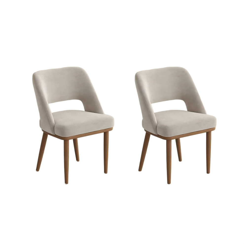 Mid-Century Modern Wooden Dining Chairs Set of 2