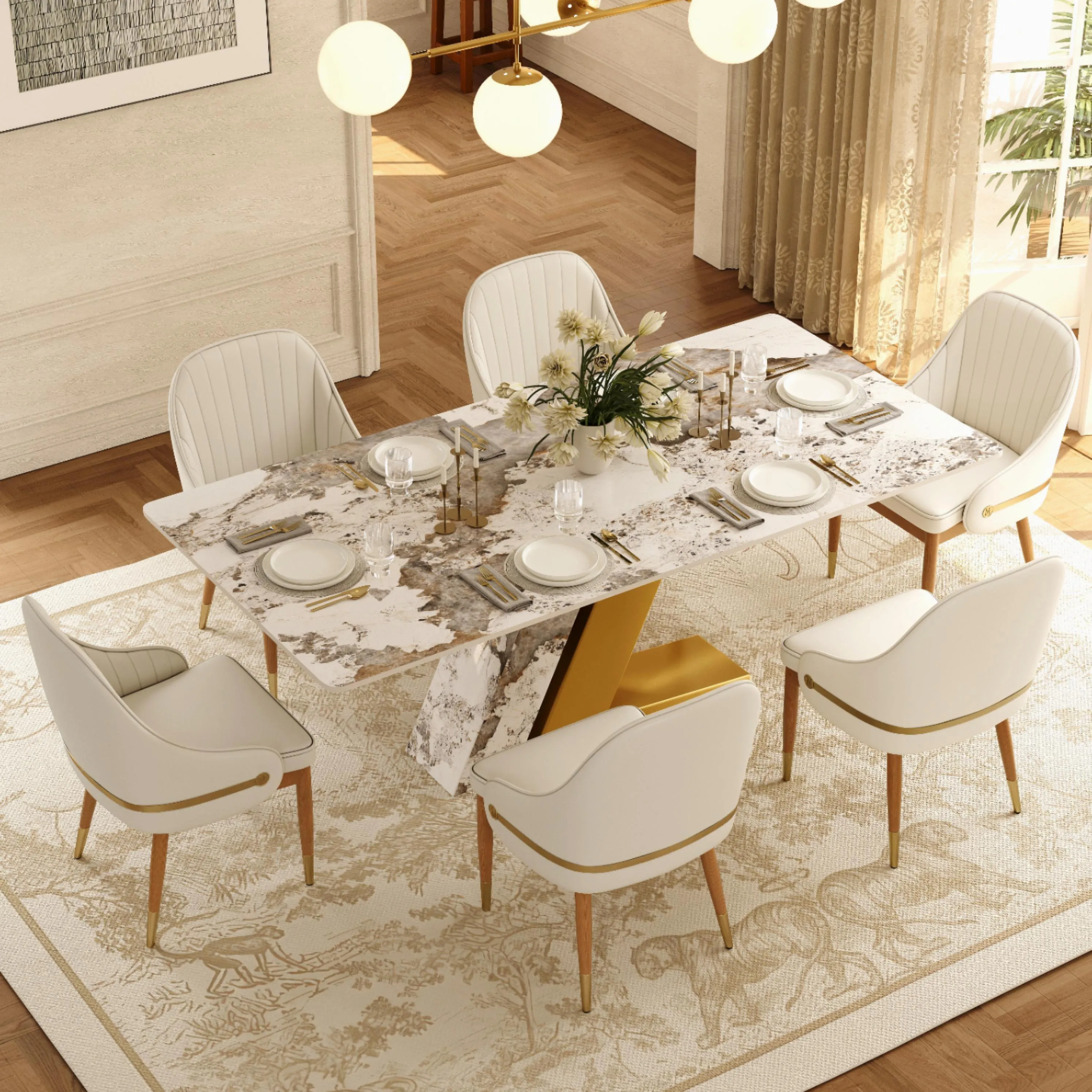 Modern Luxury Upholstered Dining Chairs Set of 2 Modern Luxury Upholstered Dining Chairs Set of 2