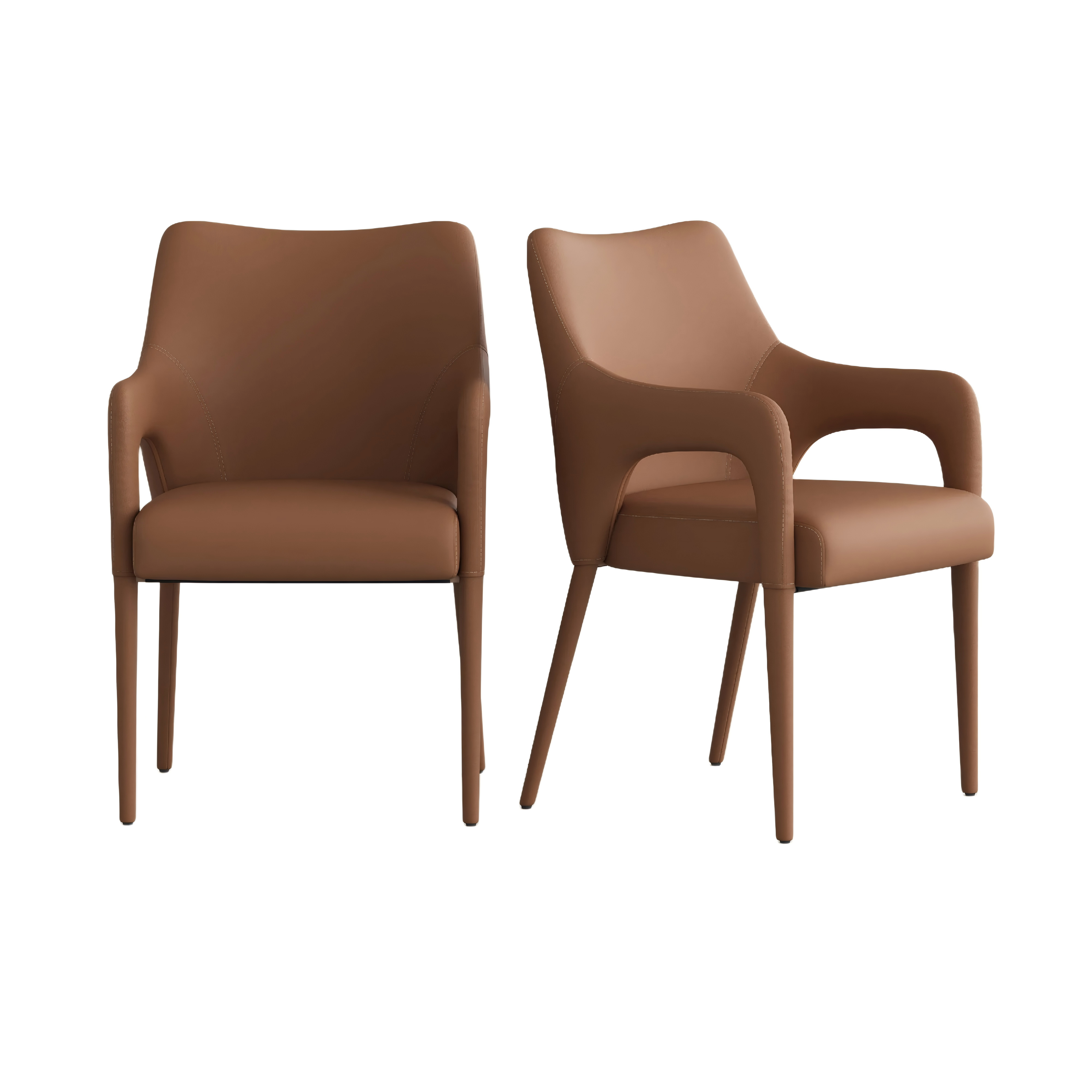 Modern Leather Dining Chairs with Arms Set of 2