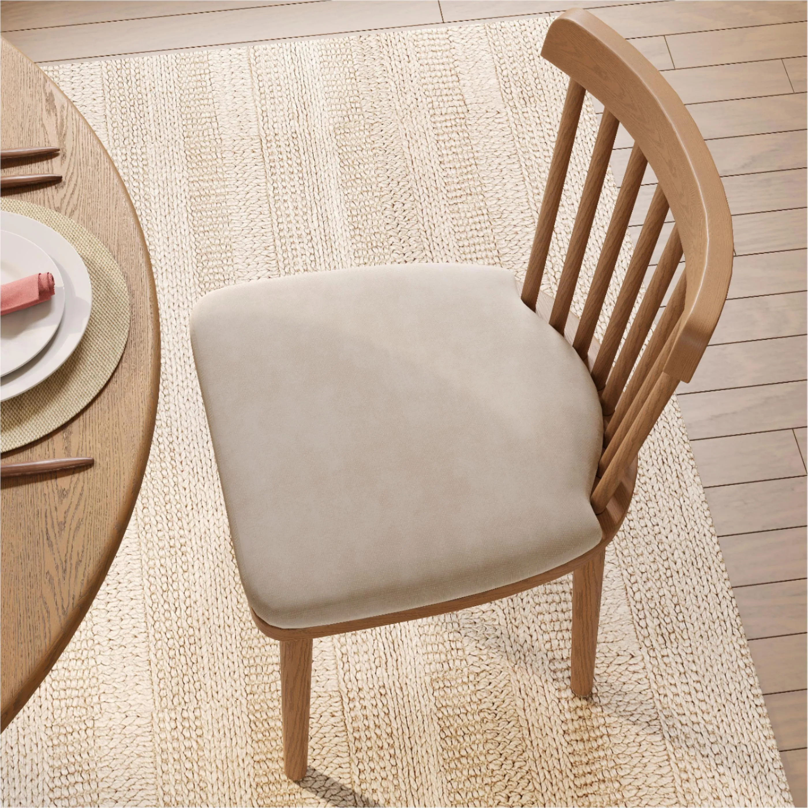 Mid-Century Modern Windsor Wooden Dining Chairs Set of 2