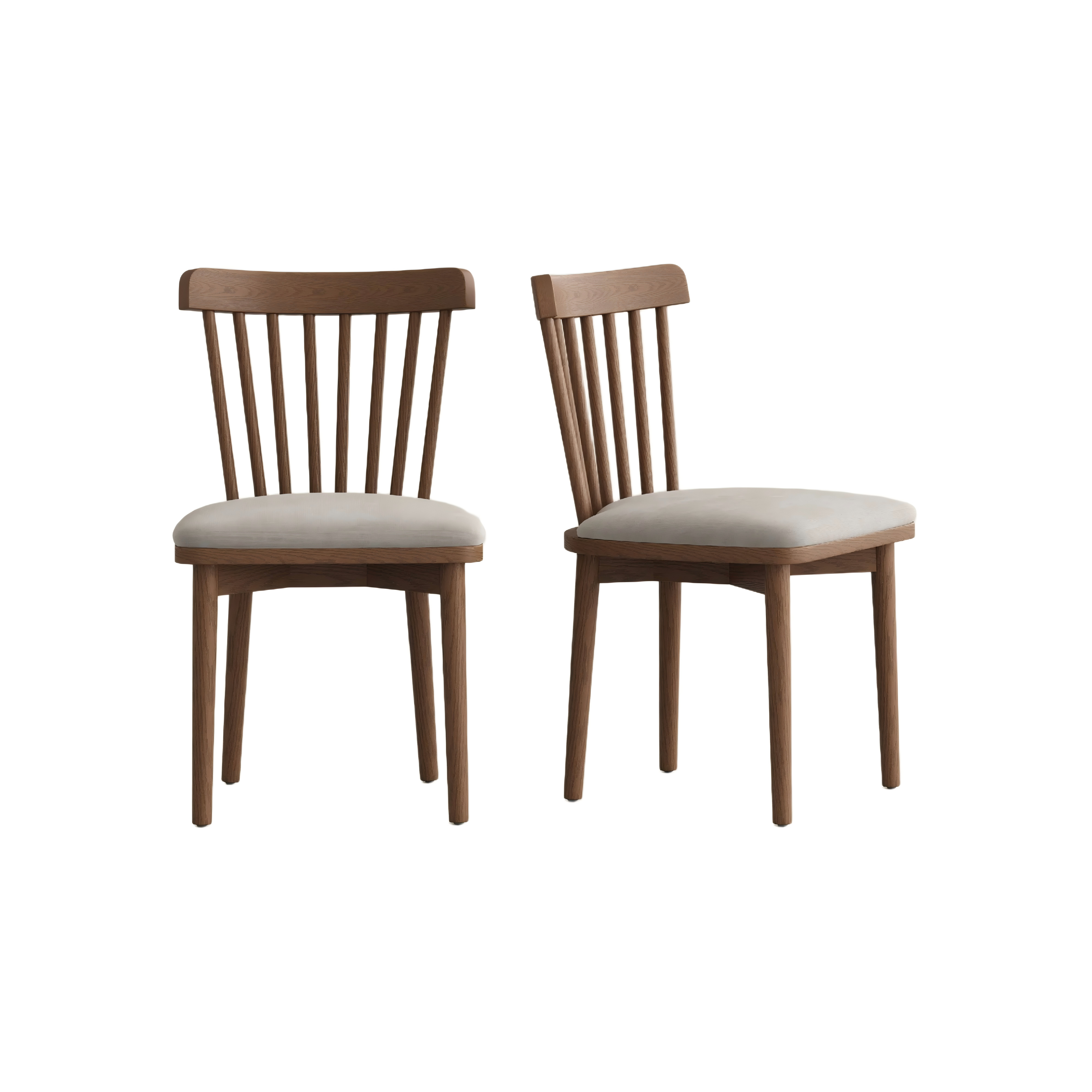 Mid-Century Modern Windsor Wooden Dining Chairs Set of 2