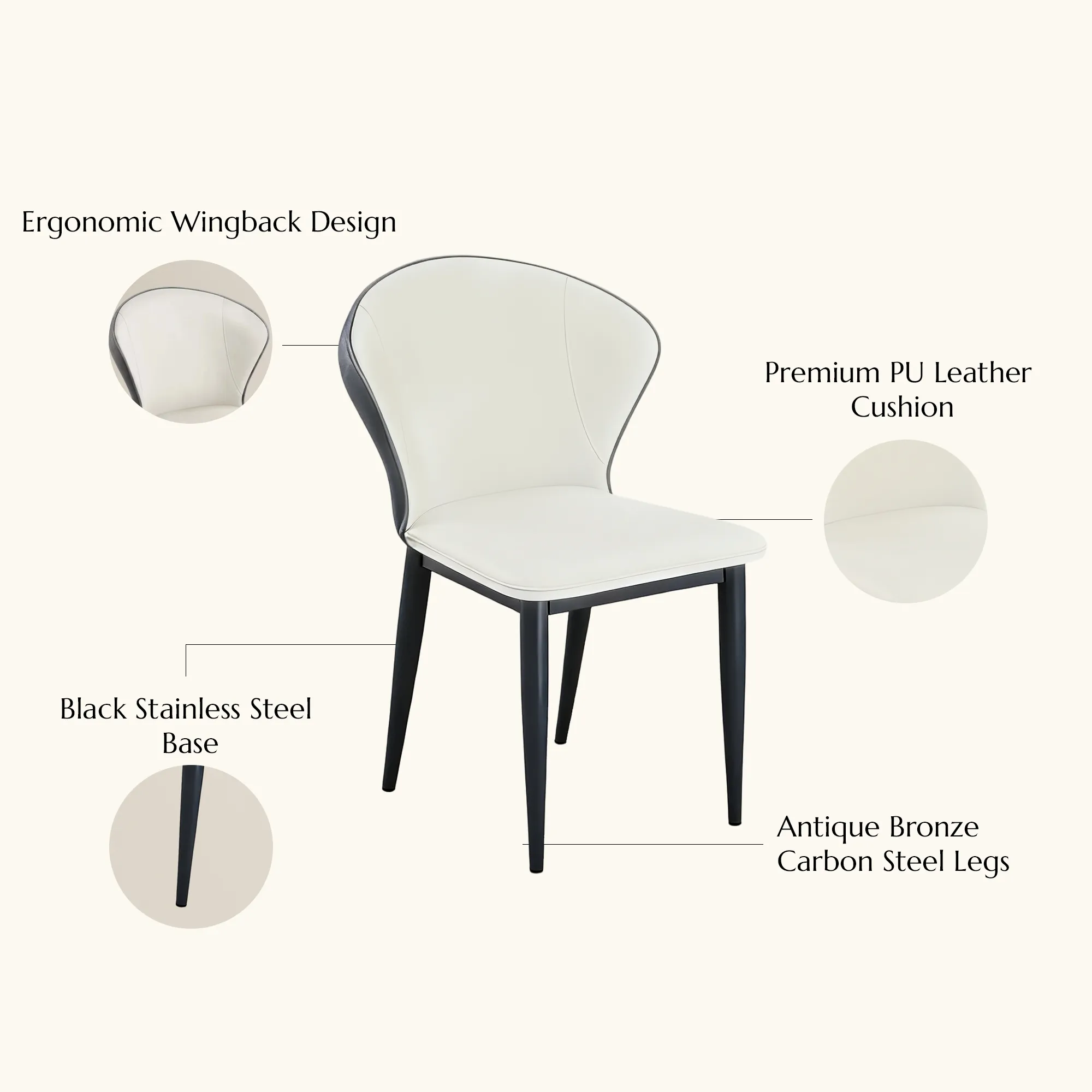 Modern Wingback Upholstered Dining Chairs Set of 2 Modern Wingback Upholstered Dining Chairs Set of 2
