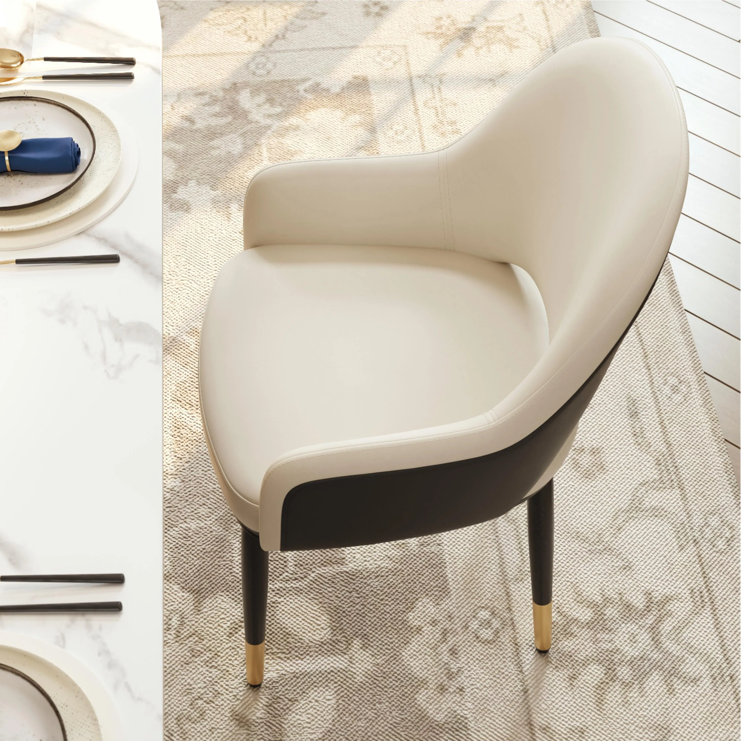 Modern Upholstered Cutout Back Dining Chairs Set of 2 Modern Upholstered Cutout Back Dining Chairs Set of 2