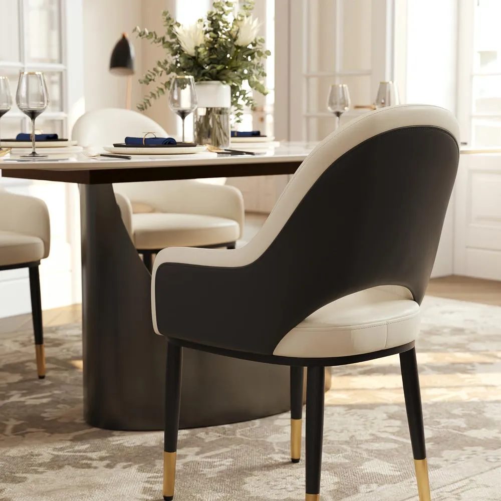 Modern Upholstered Cutout Back Dining Chairs Set of 2 Modern Upholstered Cutout Back Dining Chairs Set of 2